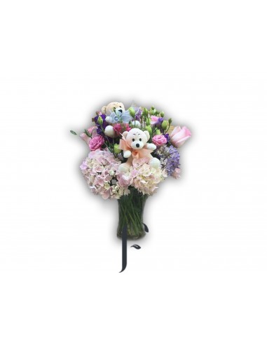 Vase mit verschiedenen Blumen