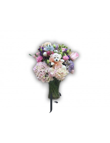 Vase mit verschiedenen Blumen