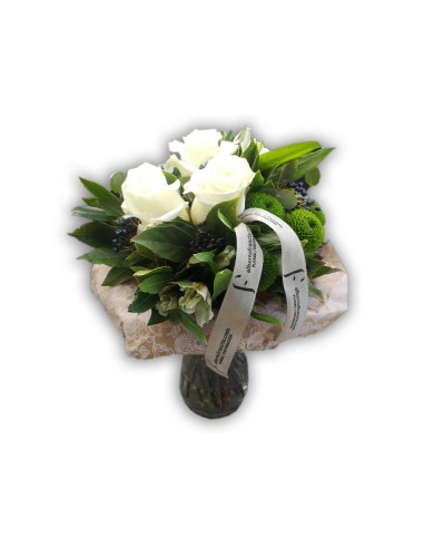 Bouquet rosas y tonos verdes