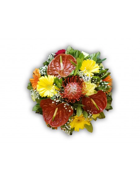 Bouquet exótico colores cálidos