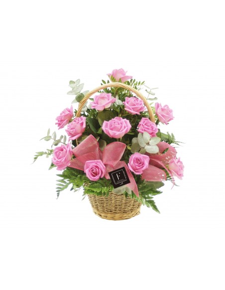 Cestita de Rosas Color Rosa