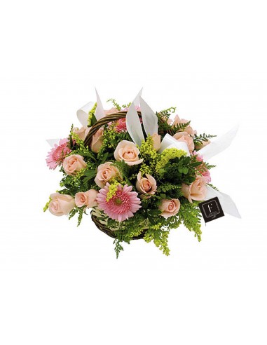 Basket of Flesh-Tone Roses