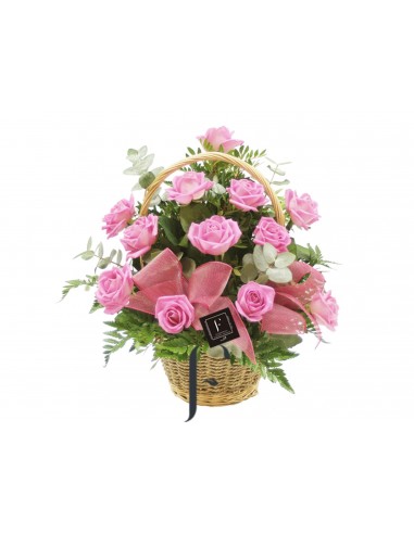 Little Basket of Pink Roses